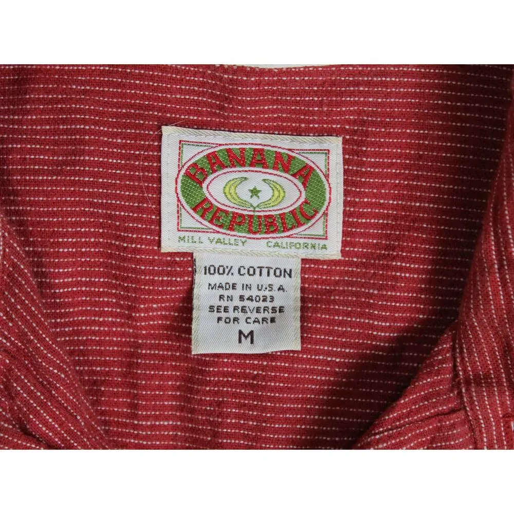 Vintage Banana Republic Shirt Mens Medium Red Mill Valley 80s 90s USA Safari